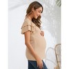 Coolmee Women's Maternity Shirts Nursing Tops Flying Short Sleeve Breastfeeding Tees Lightweight Side Ruched Pregnancy Clothes XL Apricot - 2 of 4