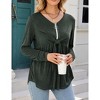Women's Long Sleeve Front Knot Tops V Neck Ruffle Hem Casual Shirt Zip Up Flowy Blouses - 3 of 4