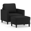 vidaXL Sofa Chair with Footstool Black 23.6 in. Faux Leather - 2 of 4