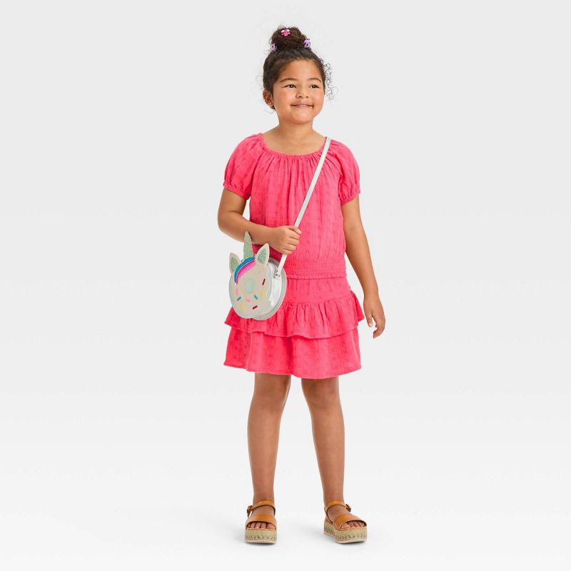 Girls&#39; Tiered Woven Pull-On Skirt - Cat &#38; Jack&#8482; Hot Pink, 4 of 5