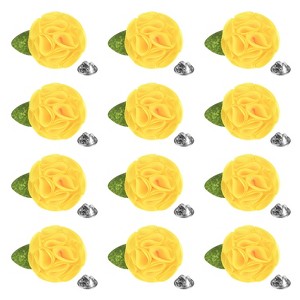 Unique Bargains Handmade Flower Brooch Boutonnieres Lapel Pin with Butterfly Buckle for Men Suits 12 Pcs - 1 of 4