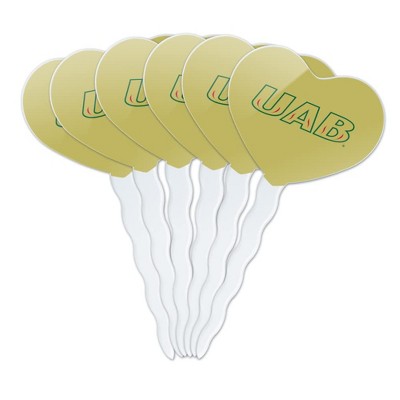 Alabama at Birmingham Secondary Logo Heart Love Cupcake Picks Toppers Decoration Set of 6