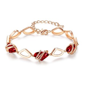 Leafael Wish Stone Birthstone Crystal Link Charm Bracelet, Rose Gold or Silver Plated, 7"+2" Adjustable Chain - 1 of 4