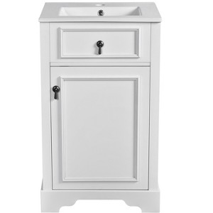 Vynxaria 20-Inch Bathroom Vanity with Ceramic Sink, Soft Close Door, Adjustable Shelf, and Door-Mounted Storage Rack - Ideal for Small Bathrooms - 1 of 4