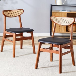 GDFStudio Baron Upholstered Faux Leather Rubber Wood Armless Dining Chair(Set of 2) - 1 of 4