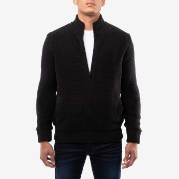 X RAY Men's Full Zip Cardigan Sweater, Casual Slim Fit Long Sleeve Knitted Zip Up Jacket for Fall & Winter