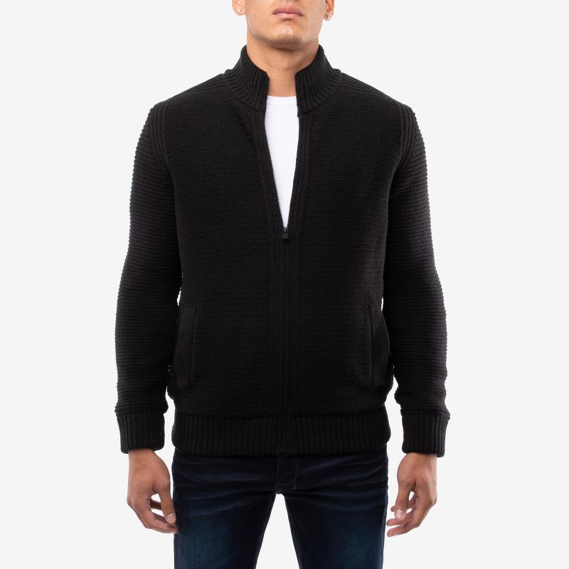 X RAY Men's Full Zip Cardigan Sweater, Casual Slim Fit Long Sleeve Knitted Zip Up Jacket for Fall & Winter, 1 of 6