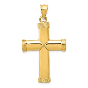 Black Bow Jewelry Men's 14k Yellow Gold Polished 2D Latin Cross Pendant, 25 x 46mm - 1 of 4