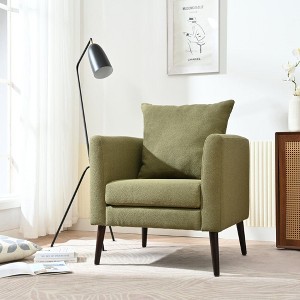 NicBex Fabric Upholstered Accent Chair with Wood Legs and Pillow,Modern Comfortable Arm Chairs for Bedroom,Reading Room - 1 of 4