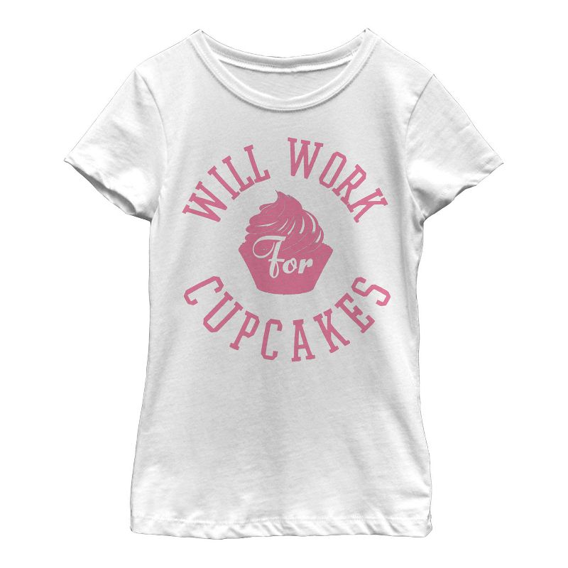 Girl's CHIN UP Will Work for Cupcakes T-Shirt, 1 of 5