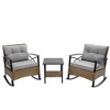 3pcs Outdoor Rattan Chat Furniture Set,  Patio Garden Seating Group Conversation Set with Rocking Chairs and Table -ModernLuxe - 2 of 4
