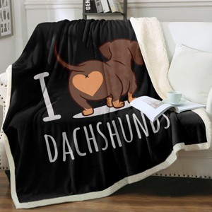 Boersma Soft Throw Blanket - Fun Dachshund Design for Kids, Cozy Fleece Gift for Dog Lovers, 50x60 Inches, Black-Lined Polyester for Extra Warmth - 1 of 4
