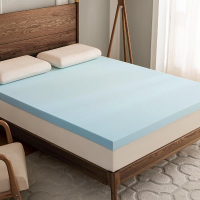 Dyonery 1.5 Inch Memory Foam Mattress Comfortable Mattress for Back Pain Relief, Gel Infused Bed Topper, Blue