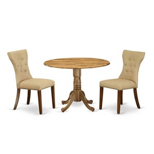 3-Piece Natural Oil Finish Solid Wood Top - Round Dining Room Set - Seats 4 - 1 of 4