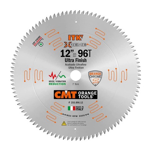 CMT USA 255.096.12 ITK Industrial 12 Inch 96 Tooth Finish Metal Carbide Blade with 1 Inch Bore for Wood Cuts on Sliding Miter, Circular, & Table Saws - image 1 of 3