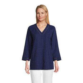 Lands' End Women's Tall Rayon 3/4 Sleeve V Neck Tunic Top