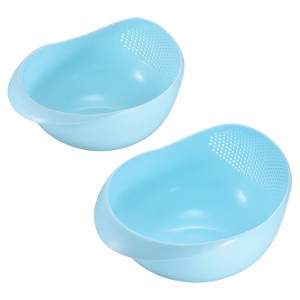Unique Bargains Plastic Quick Drain Multipurpose Handle Design Fruits Food Strainers Set - 1 of 3