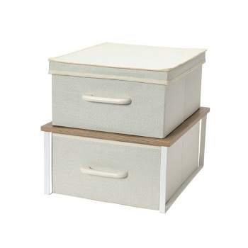 Household Essentials Stacking Storage Boxes with Laminate Top Coastal Oak