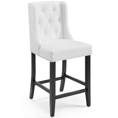 Baronet Tufted Button Faux Leather Counter Height Barstool White - Modway