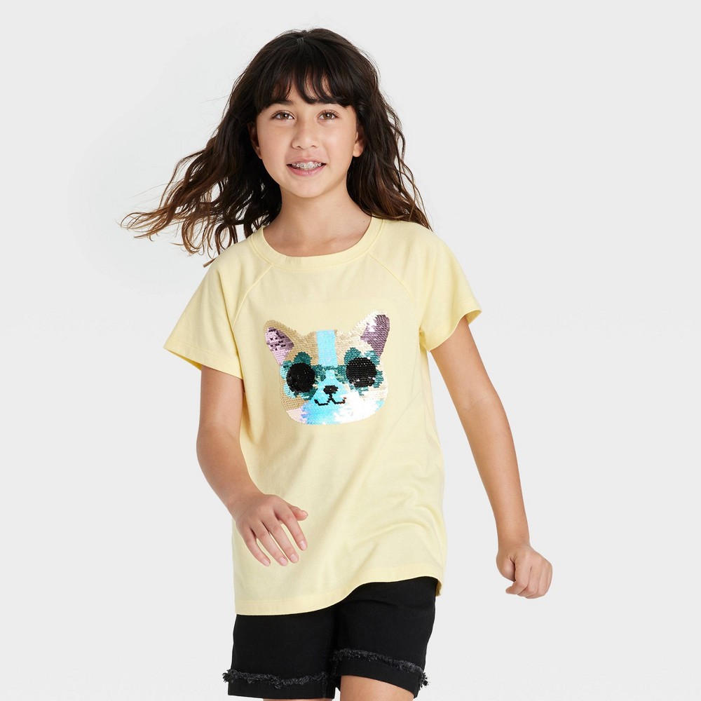 Girls' Flip Sequin Short Sleeve T-Shirt - Cat & Jack™ Yellow M