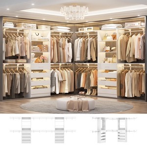 Aheaplus Walk-In Closet Organizer with 8 Hanging Rods, Wardrobe Closet System with Shelves - 1 of 4