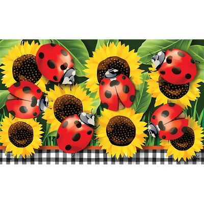 Briarwood Lane Summer Doormat 30x18 Indoor Outdoor Ladybugs and Sunflowers For Summer Doormat