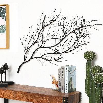 LuxenHome Black and Gold Metal Branch Wall Sculpture