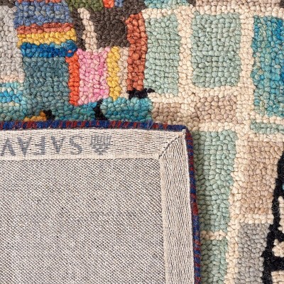 Handmade Abstract Multicolor Wool Square Area Rug