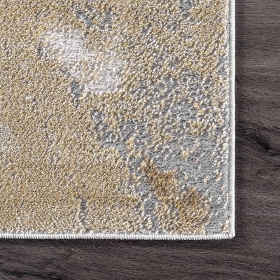 Reversible Gold Abstract Synthetic 25" Rectangular Rug