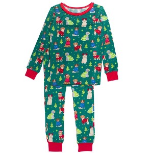 RuffleButts SoftSnooze Girls Holiday Ruffle Long Sleeve Pajama Set - 1 of 2