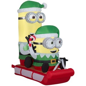 Gemmy Christmas Airblown Inflatable Minions on Sled Scene Universal, 4.5 ft Tall, Green - 1 of 2