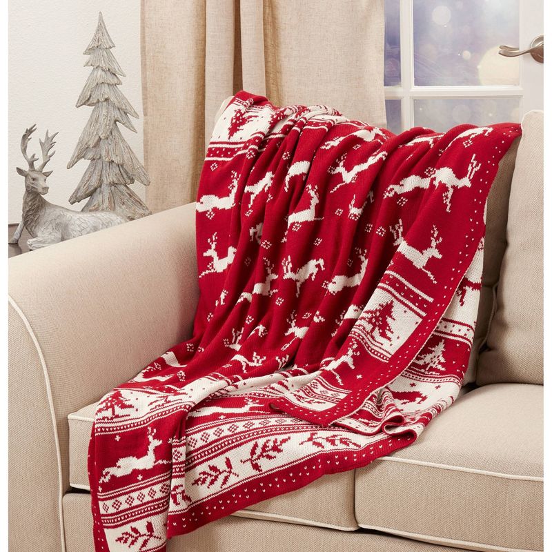 50&#34;x60&#34; Christmas Sweater Design Throw Blanket Red - Saro Lifestyle, 5 of 6