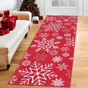 Christmas Rug Washable Solid Rug Runners for Hallways Non Slip Bathroom Rug Non Shedding Kitchen Rugs Xmas Holiday - 1 of 4