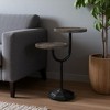 HomeRoots 19" Natural and Black Solid Wood and Iron Round Double Tray Top End Table - 2 of 4