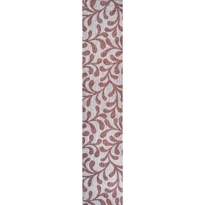 Red and Beige 2x8 Synthetic Indoor/Outdoor Runner Rug