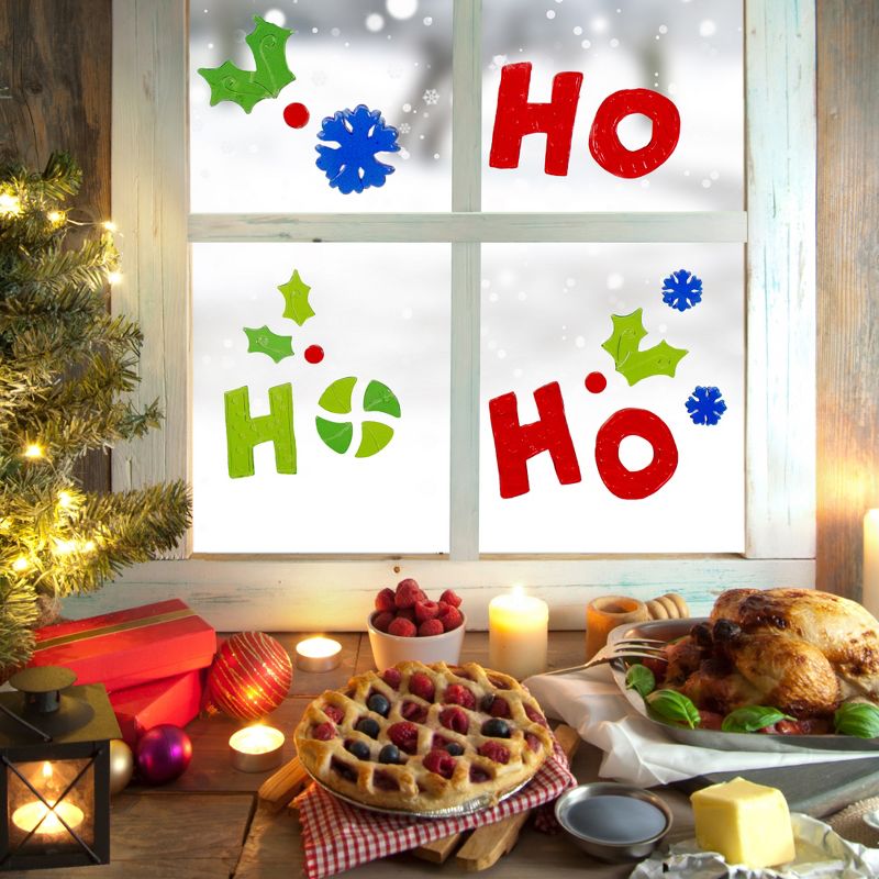 Northlight 19-Piece Red and Green "Ho Ho Ho"  Gel Christmas Window Clings, 2 of 3