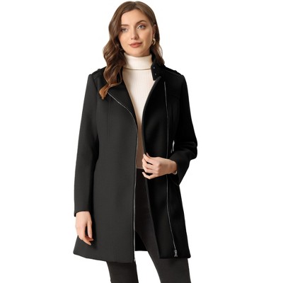 INSPIRE CHIC Women's Classic Stand Collar Zip Up Trench Coats with Belt