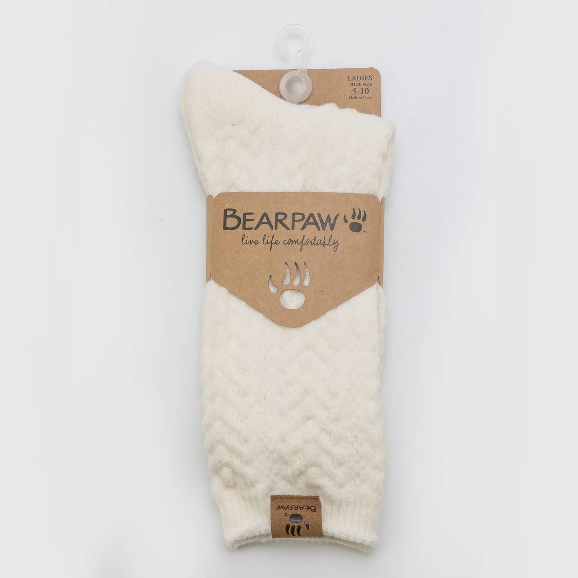 Bearpaw Women's Boot Crew Cable Socks 1pk - Egret