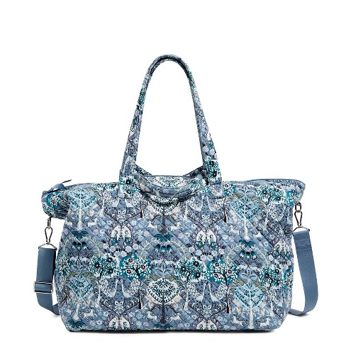 Vera Bradley Women's Cotton Overnight Travel Tote Bag Enchantment Blue ...