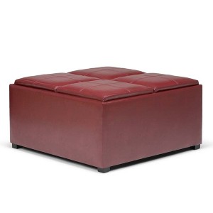 FranklSquare Coffee Table Storage Ottoman Radicchio Red Faux Leather - Wyndenhall