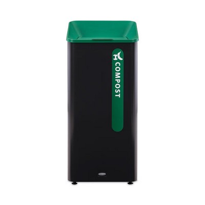Rubbermaid Commercial Sustain Decorative Refuse with Recycling Lid, 23 gal, Metal/Plastic, Black/Green
