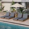 Outdoor Acacia Wood Chaise Lounge Set,Adjustable Patio Chaise Lounge with Cushion,Triple-Fold Modern Poolside Chaise Lounge Set-Koiai - 3 of 4