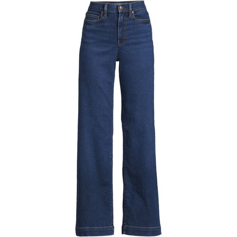 Lands' End Women's Tall Recover High Rise Wide Leg Blue Jeans - 14 ...