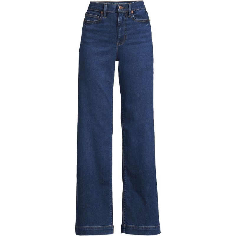 Lands' End Women's Recover High Rise Wide Leg Blue Jeans, 3 of 5