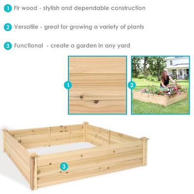 Sunnydaze 48-Inch Natural Fir Wood Raised Garden Bed