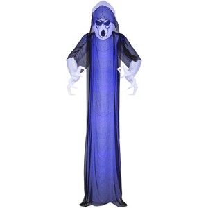 Gemmy Lightshow Airblown Inflatable ShortCircuit Frightened Ghost w/ Black Overlay Giant (Blue) , 12 ft Tall - 1 of 2