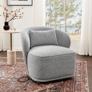 KINWELL Modern Boucle Upholstered 360° Swivel Accent Chair - 1 of 4