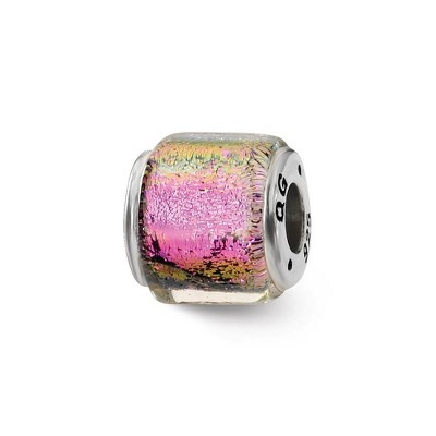 Black Bow Jewelry Purple Hued Dichroic Glass Sterling Silver Bead Charm
