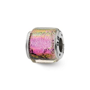 Black Bow Jewelry Purple Hued Dichroic Glass Sterling Silver Bead Charm - 1 of 3
