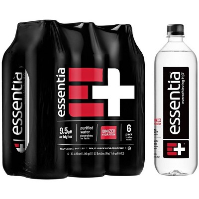 Essentia Water 9.5 pH or Higher Ionized Alkaline Water – 6pk/1 Liter Bottles